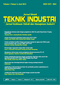 Jurnal Teknik Industri: Jurnal Keilmuan Teknik dan Manajemen Industri Vol. 9 (2) 2021